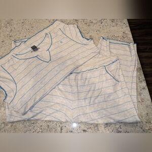 Liz Claiborne Pajama Set Women Large Capri Lounge Sleepwear Striped Soft Knit